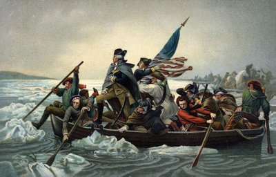 George Washington átkelt a Delaware-en az amerikai függetlenségi háború alatt, 1776. december 25. (chromolitho) alkotó: Emanuel Gottlieb (after) Leutze