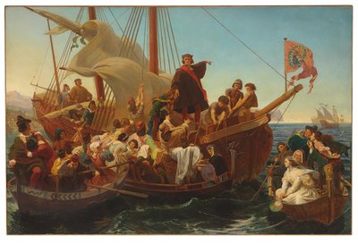 Kolumbusz távozása Palosról 1492-ben, 1855-ben alkotó: Emanuel Gottlieb Leutze