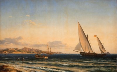 Este a Földközi-tenger mellett. A háttérben Marseille és If szigete alkotó: Emanuel Larsen