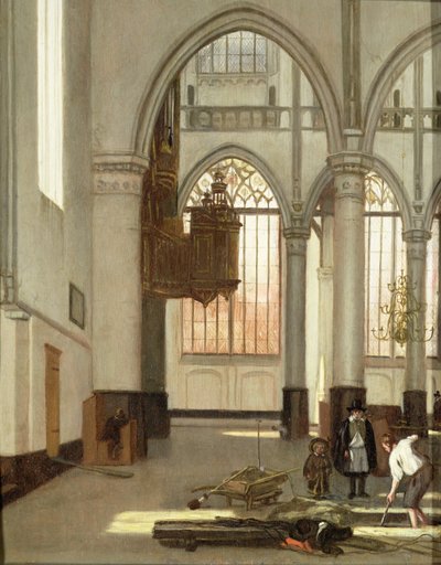 Sírásók az Oude Kerk nyugati végén, Amszterdam (panel) alkotó: Emanuel de Witte
