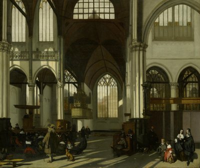 Az amszterdami Oude Kerk belső tere, kilátás a kereszthajón át észak felé alkotó: Emanuel de Witte
