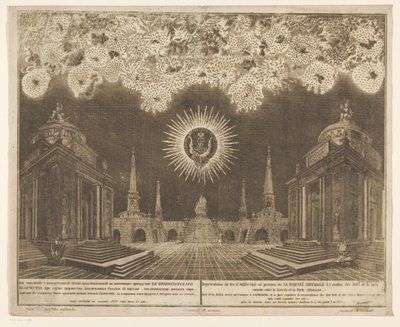 Vuurwerk in Moskou bij de viering van het einde van de Russisch-Turkse Oorlog, 1775 (IV. felvonás) Tűzijáték ábrázolása, ő Császári Felsége jelenlétében lőtt az Oroszország és az Oszmán Porta között megkötött békeünnep alkalmából (sorozat alkotó: Emel