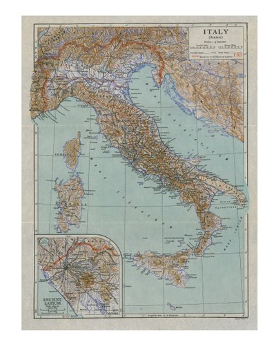Az ókori Olaszország térképe, 1910-es évek. alkotó: Emery Walker