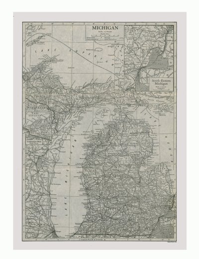 Michigan térképe, USA, c1900. alkotó: Emery Walker