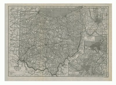 Ohio térképe, USA, 1910-es évek. alkotó: Emery Walker