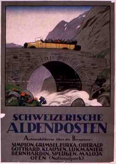 A svájci alpesi motorozás hirdetése alkotó: Emil Cardinaux
