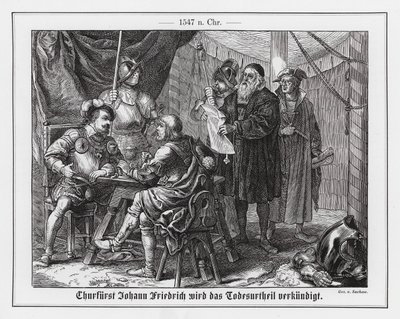 I. János Frigyes, szász választófejedelem, halálos ítéletének átvételekor alkotó: Emil Eugen Sachsse