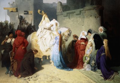 Merlin bemutatja a leendő Arthur királyt, 1873 alkotó: Emil Johann Lauffer