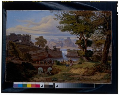 Olaszos táj Silenus diadalával alkotó: Emil Ludwig Löhr