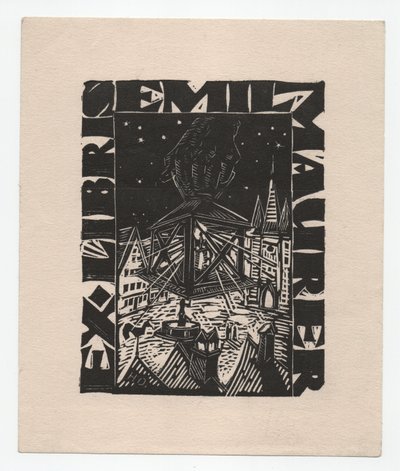 Ex Libris Emil Maurer (metszet) alkotó: Emil Maurer