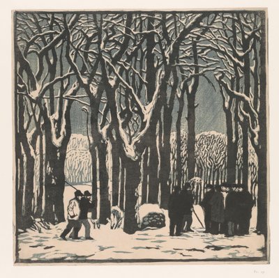 Férfiak egy téli erdőben alkotó: Emil Orlik (signed by artist)