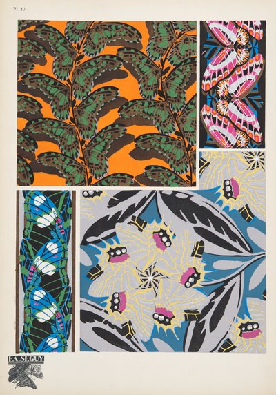 17. tábla, Butterflies, kocsma. 1925 (sablonnyomat) alkotó: Émile Allain Séguy