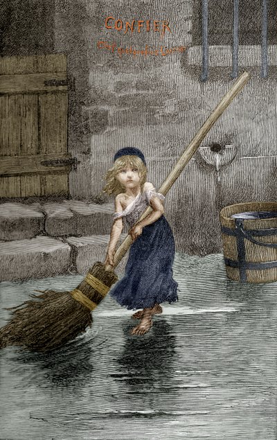 Cosette, Victor Hugo "Les Miserables" című illusztrációja, 1862 alkotó: Emile Antoine Bayard