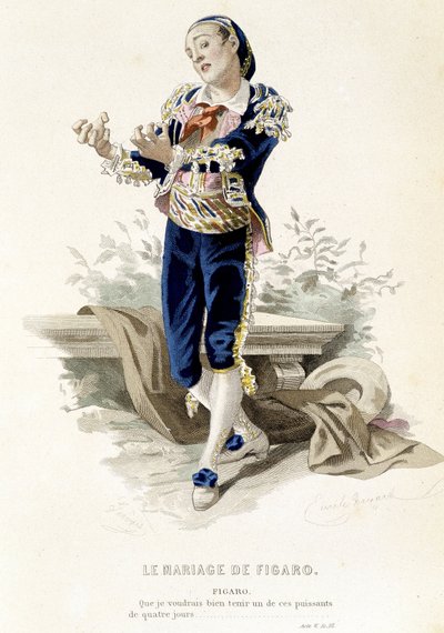Figaro a „Figaro házassága” című filmben – a „Beaumarchais teljes műveiben””, Emile Bayard rajzai, szerk. Laplace Sanchez & cie, Párizs alkotó: Emile Antoine Bayard