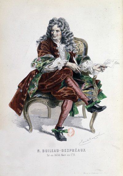 Nicolas Boileau Despreaux (Boileau-Despreaux) (1636-1711) portréja a "Nicolas Boileau munkái" című művében, Párizs 1873 (metszet) alkotó: Emile Antoine Bayard