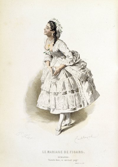 Suzanne a „Figaro házassága” című filmben – a „Beaumarchais teljes műveiben”, Emile Bayard rajzai, szerk. Laplace Sanchez & cie, Párizs alkotó: Emile Antoine Bayard