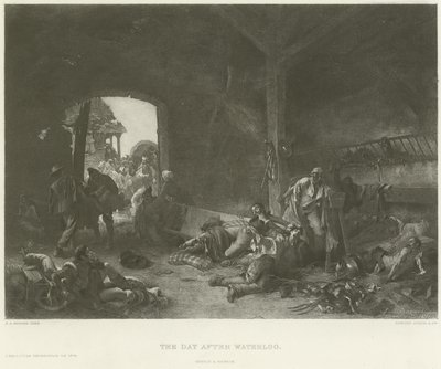 Waterloo utáni nap (mélynyomás) alkotó: Emile Antoine Bayard