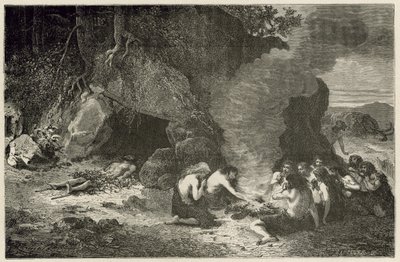 Temetési vacsora a nagy medve és a mamut idején alkotó: Emile Antoine Bayard