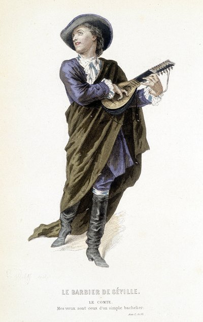 Almavira gróf „A sevillai borbély” c. „Beaumarchais teljes művei” című művében, szerk. Laplace Sanchez & cie, Párizs alkotó: Emile Antoine Bayard