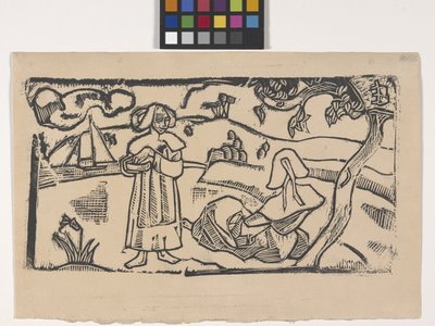 Deux Bretonnes (Két breton nő) (fatömbnyomat) alkotó: Emile Bernard