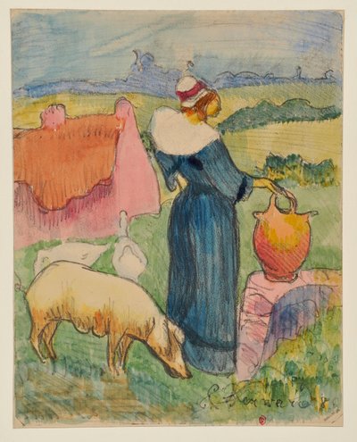 Nő kancsóval [próbanyomat a] alkotó: Emile Bernard