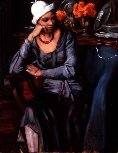Negress Cloche kalappal (olaj, vászon) alkotó: Emile Bernard