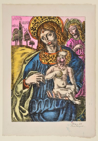 Sainte Marie Mutter Gottes: Die Jungfrau und der Engel mit Nimbus alkotó: Emile Bernard