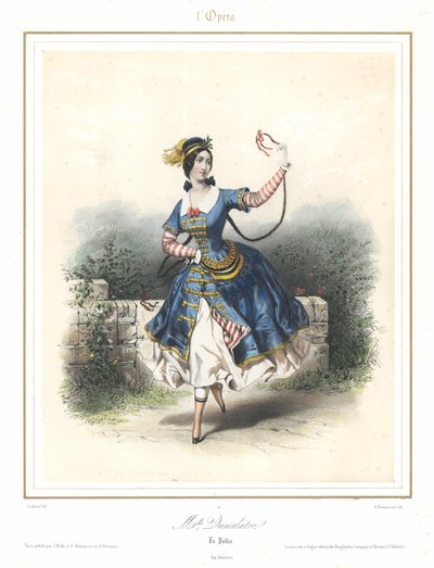 Adele Dumilatre francia balett-táncos a párizsi operában táncol, 1840 (színes litó) alkotó: Emile Desmaisons