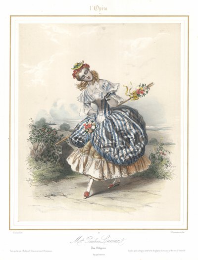 Pauline Leroux francia balett táncos a párizsi operában, 1840 (színes litó) alkotó: Emile Desmaisons