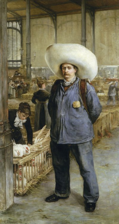 Portás a Les Halles-i piacon alkotó: Emile Henri Blanchon