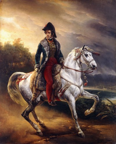 Justo Machado y Salcedo, párizsi spanyol konzul lóháton portréja, 1821 alkotó: Emile Jean Horace Vernet