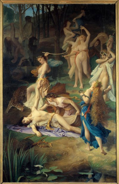 Orphee halála. A Bacchantes (vagy Menades) megkönnyebbült, Orphee darabokra aprította. Emile Levy festménye (1826-1890) alkotó: Emile Levy