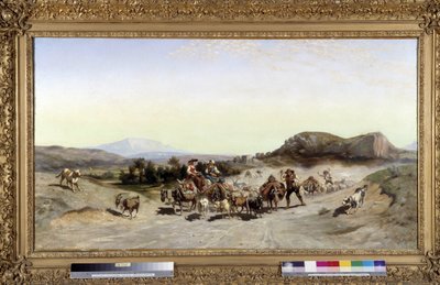A Sainte Victoire-hegy és a vándorlászló Emile Loubon (1809-1863) festménye 1847 Méret: 71x132 cm. alkotó: Emile Loubon