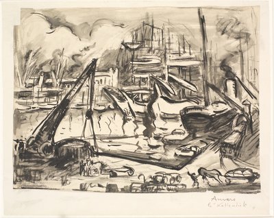 A Kattendick kikötő medencéje Antwerpenben. alkotó: Emile Othon Friesz