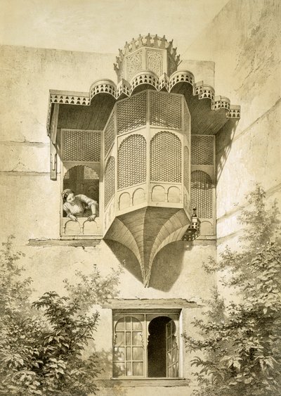 Kairó: Beyt El-Emyr nevű ház (kissé romos), 19. század. alkotó: Emile Prisse d