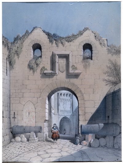 Kilátás a körúti kapura. Mont Saint Michel. Emile Sagot rajza: Musee Municipal d