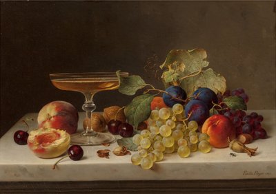 Csendélet nyári gyümölcsökkel és pezsgővel, 1875. alkotó: Emilie Preyer