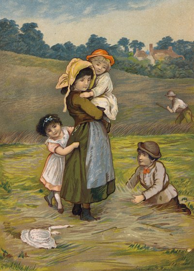 Gyermekek anyjukkal a szüretkor (kromolito) alkotó: Emily Jane Harding Andrews