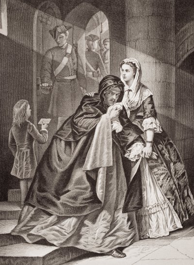 Lord Nithsdale menekülése a Towerből, 1716, az "Illusztrációk az angol és skót történelemhez" II. kötetéből (lásd még 17890). alkotó: Emily Mary Osborn