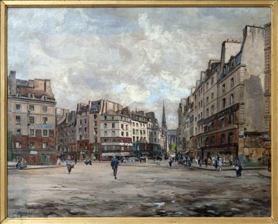 Place Maubert 1888-ban, Emmanuel Maurice Lansyer (1835-1893) Painting a l