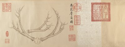 Két festmény szarvasagancsról, 1762-ben és 1767-ben. alkotó: Emperor Qianlong
