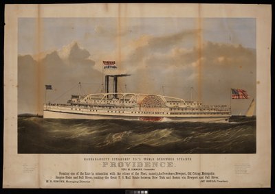 Narragansett steamship Co. világhírű gőzhajója, a Providence Benj M Simmons. Commander... (litográfia) alkotó: Endicott Endicott
