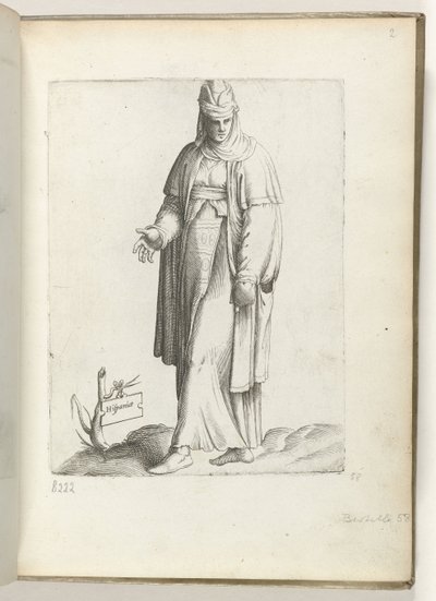 Spanyolország (cím a tárgyon) Vrouw spanyol nyelven. kb. 1550 Korunk különböző nemzeteinek attitűdjei (sorozat címe) alkotó: Enea Vico