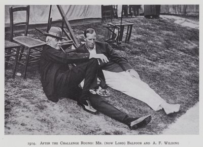 1914, A Challenge Round után, Mr (most Lord) Balfour és A F Wilding (fekete-fehér fotó) alkotó: English Photographer