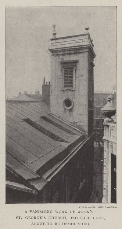 Wrens eltűnő alkotása, St Georges templom, Botolph Lane, lebontás előtt alkotó: English Photographer