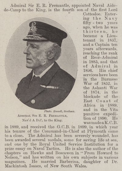 Sir E R Fremantle admirális, haditengerészeti ADC a királynak alkotó: English Photographer