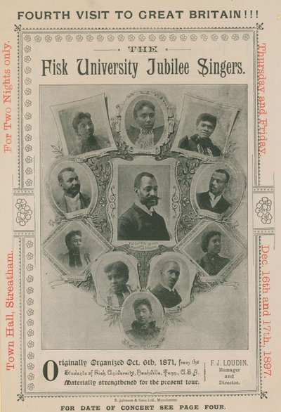 A The Fisk University Jubilee Singers megjelenésének hirdetése alkotó: English Photographer