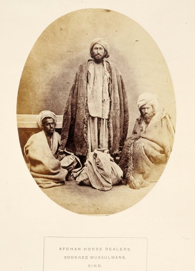 Afghan Horse Dealers, Soonnee Mussulmans, Sind, The People of India, J. Forbes Watson, megjelent 1868 (albumnyomat) alkotó: English Photographer
