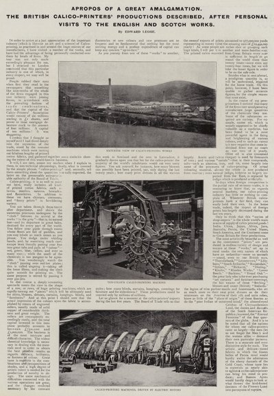 A brit Calico-Printers Productions egy nagy összeolvadás jegyében írta le, miután személyes látogatást tett az angol és a skót műveknél alkotó: English Photographer