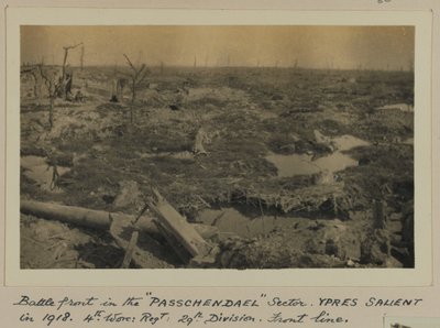Battlefront a „PASSCHENDAELE” szektorban, YPRES kiemelkedő 1918-ban, 4. Worcester: Regt: 29. osztály, Front Line alkotó: English Photographer